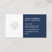 Stijlvolle Custom Logo Minimalist Navy Blue White Visitekaartje (Voorkant)