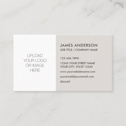 Stijlvolle Custom Logo minimalistisch lichtgrijs Visitekaartje (Voorkant)