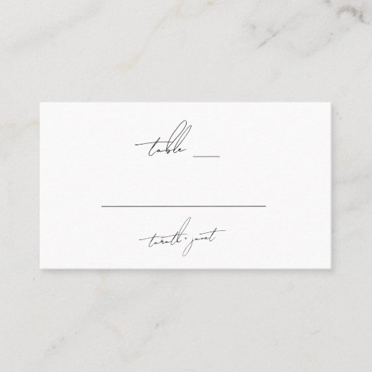 Stijlvolle Custom Names Bruiloft Zwart Wit Plaatskaartje (Voorkant)