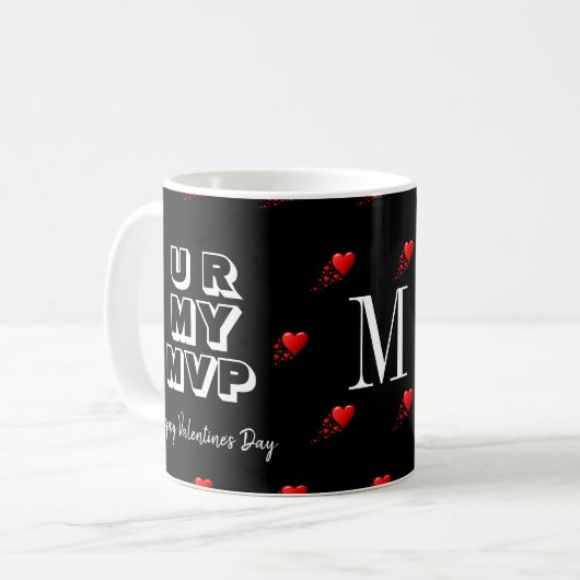 Stijlvolle Custom Valentijn U R MY MVP Monogram Koffiemok (Voorkant links)