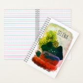 Stijlvolle Cute Cartoon Verborgen Fluffy Cat Monog Notitieboek (Binnen)