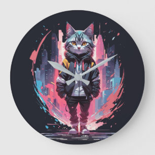 Stijlvolle Cute Kat Ontwerp Grote Klok