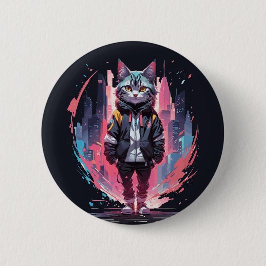 Stijlvolle Cute Kat Ontwerp Ronde Button 5,7 Cm (Voorkant)