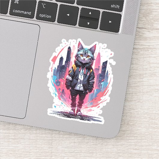 Stijlvolle Cute Kat Ontwerp Sticker (Detail)