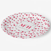 Stijlvolle Cute Monogram Whimsical Eenvoudige Hart Papieren Bordje (Gekanteld)