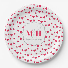 Stijlvolle Cute Monogram Whimsical Eenvoudige Hart Papieren Bordje
