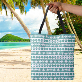 Stijlvolle Cute Vintage Geometrische Patroon Turqu Tote Bag