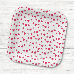 Stijlvolle Cute Whimsical Hartjes Trendy Feest Des Papieren Bordje