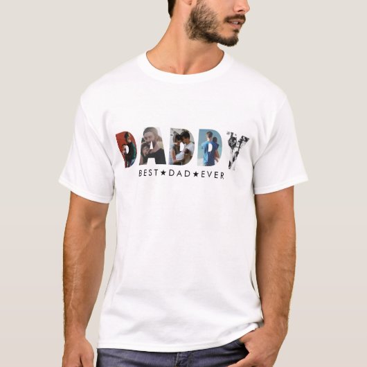 Stijlvolle DADDY 5 Photo Collage Happy Vaderdag T-shirt (Voorkant)