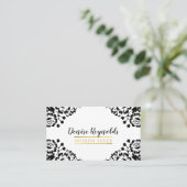STIJLVOLLE DAMASK elegant  goud zwart wit Visitekaartje (Staand voorkant)