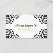STIJLVOLLE DAMASK elegant  goud zwart wit Visitekaartje (Voorkant)