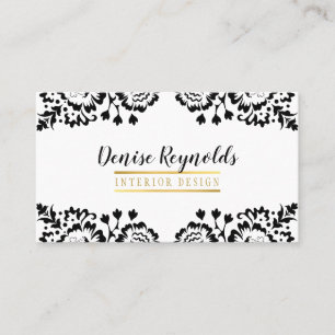 STIJLVOLLE DAMASK elegante kant goud zwart wit Visitekaartje