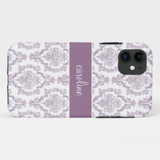 Stijlvolle Damask iPhone cases (Paars) (Achterkant (horizontaal))