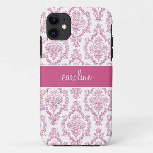 Stijlvolle Damask iPhone cases (roze) (Achterkant)