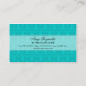 Stijlvolle Damask Turquoise Visitekaartje (Achterkant)