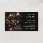 Stijlvolle damast, zwart+brons visitekaartje (Achterkant)