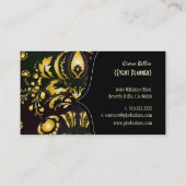 Stijlvolle damast, zwart+goud visitekaartje (Achterkant)