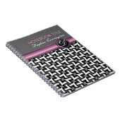 Stijlvolle Dame Black White Pattern Monogram Notit Notitieboek (Rechterzijde)