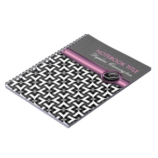 Stijlvolle Dame Black White Pattern Monogram Notit Notitieboek (Linkerzijde)