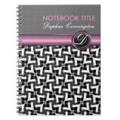 Stijlvolle Dame Black White Pattern Monogram Notit Notitieboek (Voorkant)
