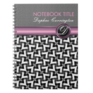 Stijlvolle Dame Black White Pattern Monogram Notit Notitieboek