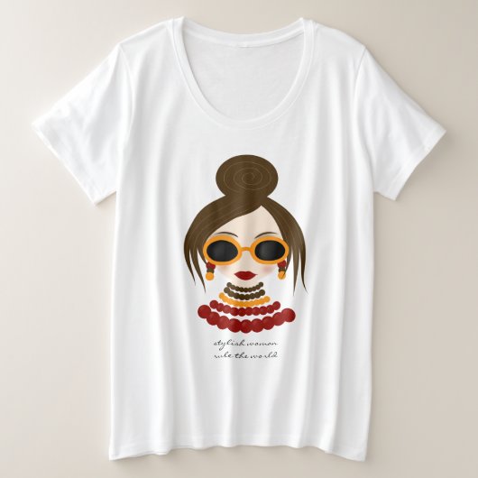 Stijlvolle dame grote maat t-shirt (Design voorkant)