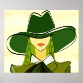 Stijlvolle dame in groen met poster voor mode van  (Voorkant)