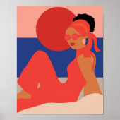 Stijlvolle dame op het strand poster (Voorkant)
