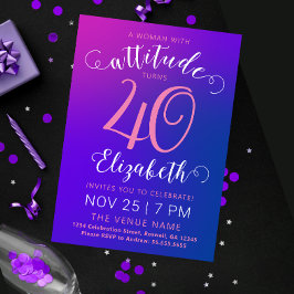 Stijlvolle dame veertig moderne blauwe gradiënt ui feestdagenkaart