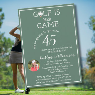 Stijlvolle damesgolf foto 45e verjaardagsfeest kaart