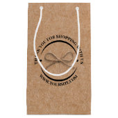 stijlvolle dank je wel zakelijke kraft strik bruin klein cadeauzakje (Voorkant)