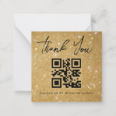Stijlvolle dank u Business QR Code Gold Glitters Notitiekaartje (Voorkant)