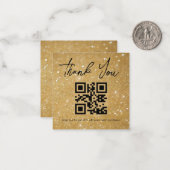 Stijlvolle dank u Business QR Code Gold Glitters Notitiekaartje (Voorkant / Achterkant in situ)