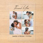 Stijlvolle dank u Modern Script 5 foto's bruiloft Acryl Uitnodigingen (Voorkant)