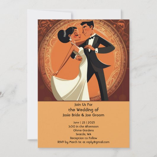 Stijlvolle dansende paar bruiloft uitnodiging (Voorkant)