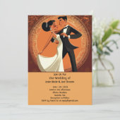 Stijlvolle dansende paar bruiloft uitnodiging (Staand voorkant)