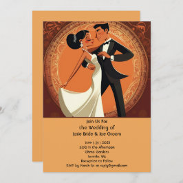 Stijlvolle dansende paar bruiloft uitnodiging