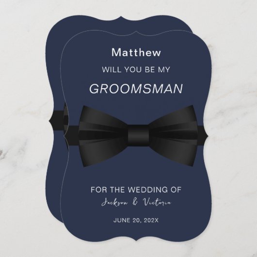 Stijlvolle das bruidsjonker kaart (Voorkant / Achterkant)