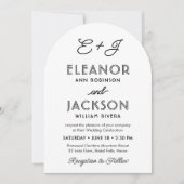 Stijlvolle Deco typografie & monogram foto bruilof Kaart (Voorkant)