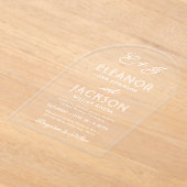 Stijlvolle Deco Typografie & Monogram Wedding Arch Acryl Uitnodigingen (Laagn)