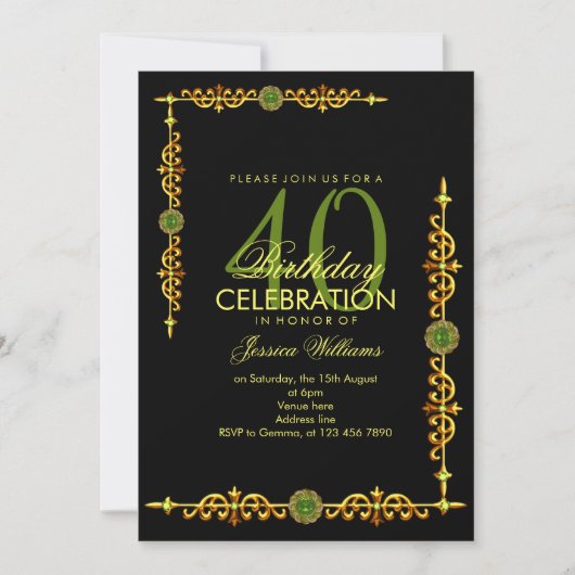 Stijlvolle decoratieve rand, Peridot Gem Verjaarda Kaart (Voorkant)