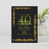 Stijlvolle decoratieve rand, Peridot Gem Verjaarda Kaart (Staand voorkant)