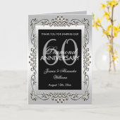 Stijlvolle decoratieve zilveren 60e huwelijksjubil kaart (Gele Bloem)