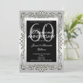 Stijlvolle decoratieve zilveren 60e huwelijksverja kaart (Staand voorkant)