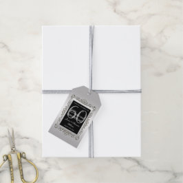 Stijlvolle decoratieve zilveren 60ste huwelijksver cadeaulabel