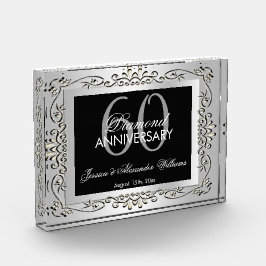 Stijlvolle decoratieve zilveren 60ste huwelijksver fotoblokken