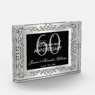 Stijlvolle decoratieve zilveren 60ste huwelijksver fotoblokken