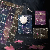 Stijlvolle Deep Dark Sparkling Sky Dancing Skelett Inpakpapier Vel