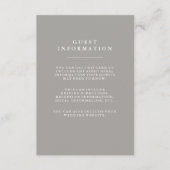 Stijlvolle Deep Grey Wedding Gast Informatie Informatiekaartje (Voorkant)