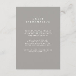 Stijlvolle Deep Grey Wedding Gast Informatie Informatiekaartje